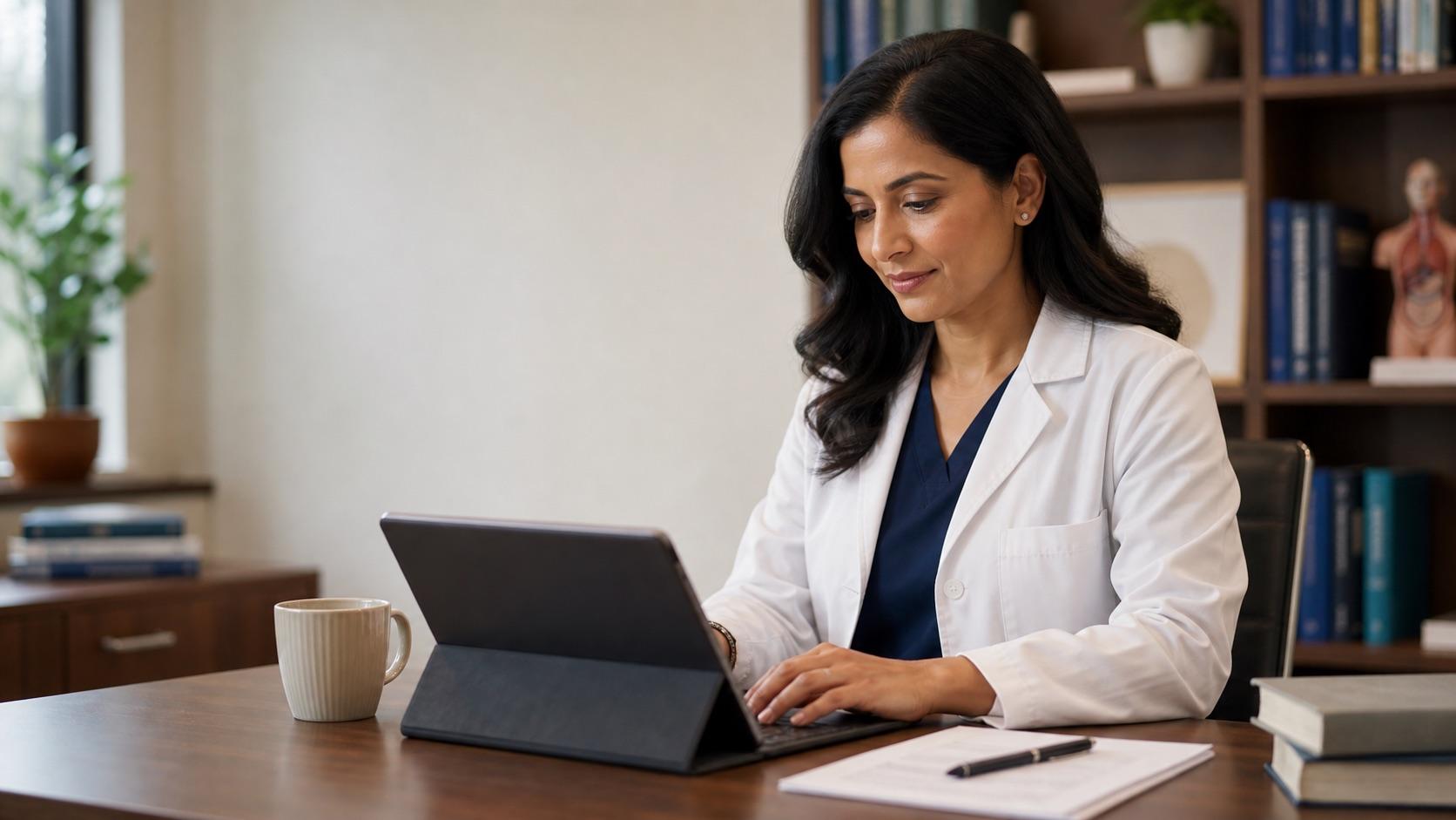 Clinician educator preparing public education resources in Fanful without patient records