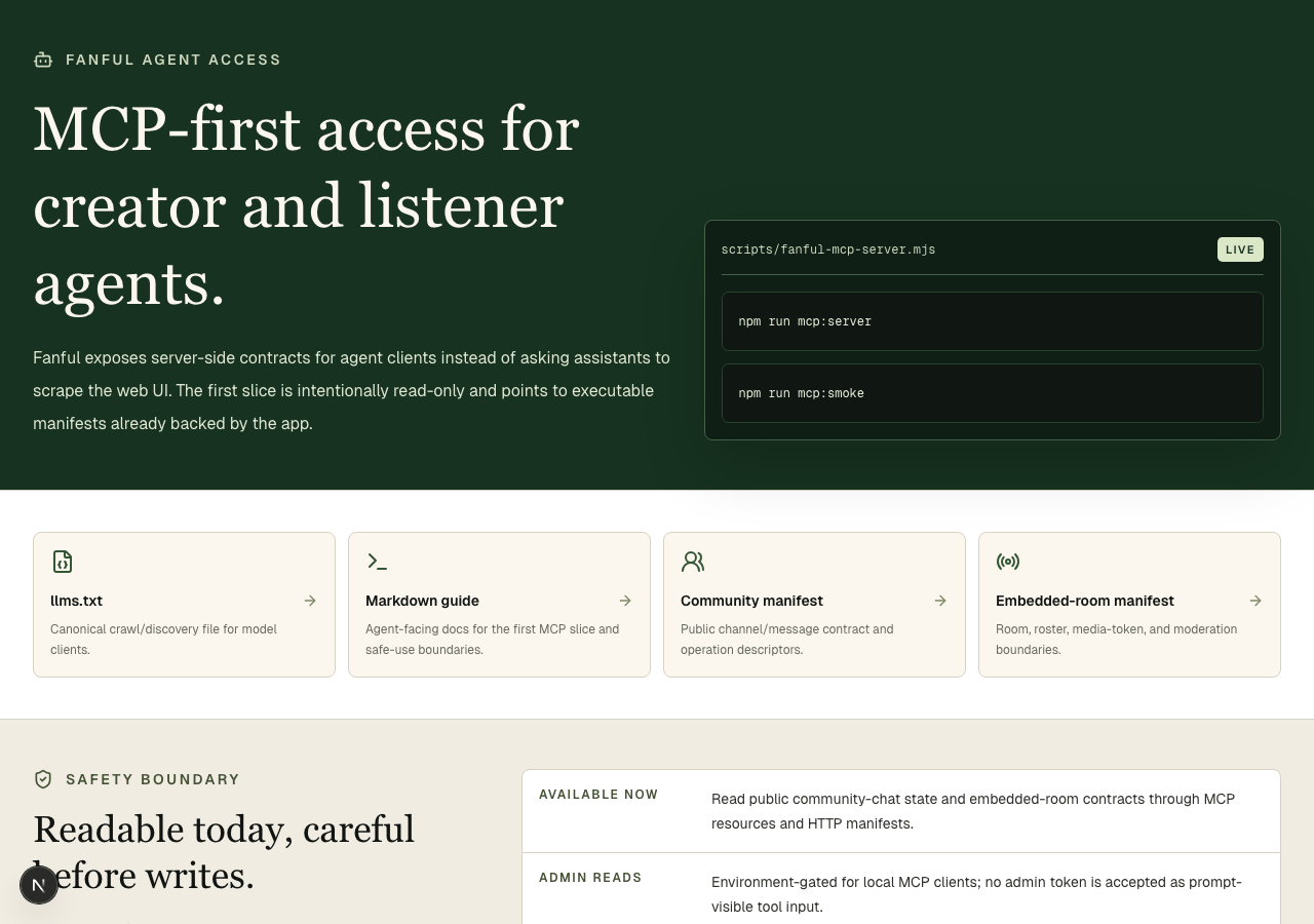 Fanful agent access overview screenshot